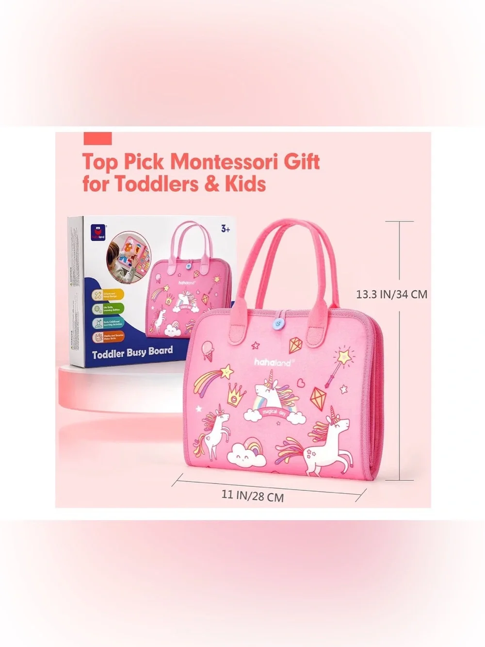 Kids Pink Busy Book Activity Case - Educational Travel Toy
